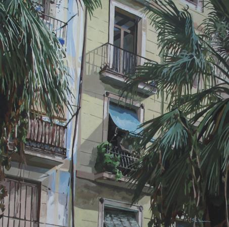Jacques GODIN - Fenêtre et palmiers